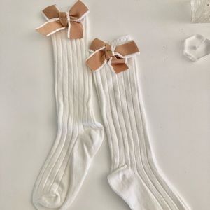 💕 2 for $12 💕New! Baby Girls Knee High Bow Socks | Ivory